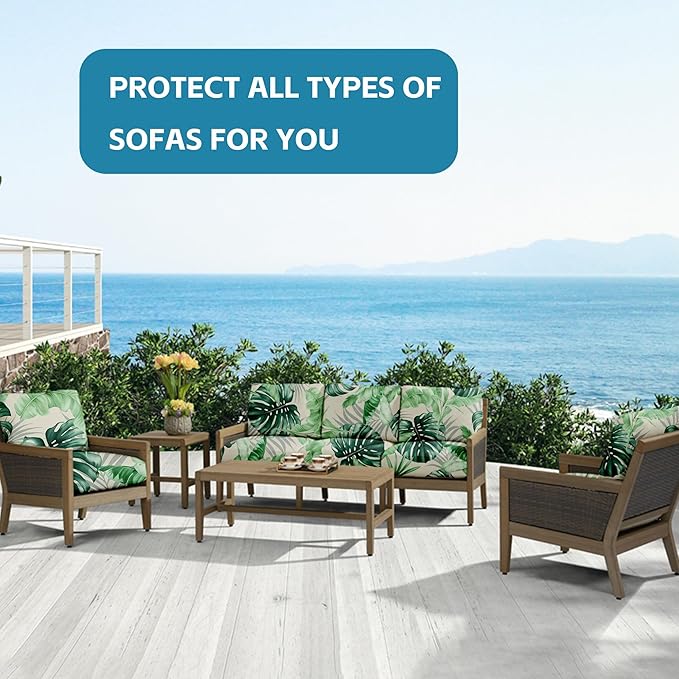 14Pcs Outdoor Cushion Covers, Patio Cushion Covers,Stretch Elastic Slipcovers, Replacement Washable & Reusable Furniture Protector for Patio Couch (Mint Green,Cover Only)
