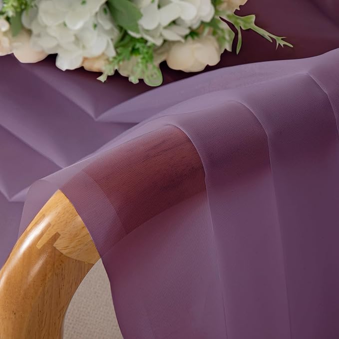 Chyhomenyc Plum Sheer Curtains 78 Inches Long 2 Panels Set for Living Room, Light Filtering Voile Lightweight Bedroom Curtains, Rod Pocket Solid Window Treatment Drapes, Each 42W x 78L