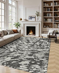 Latte&Fog 5x7 Area Rugs for Living Room Bedroom, Modern Abstract Washable Rug, Boho Non Slip Low Pile Carpet for Indoor Dining Room,Dorm, Classroom, College Dorm,Farmhouse and Kids Room - Black White
