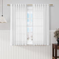 Nanspring White Linen Back Tab Rod Pocket Curtains 52 Inch Length for Small Windows Privacy Semi Sheer Neutral Modern Farmhouse Window Curtain Linen Drapes Rustic Curtain 2 Panels Set 52x52