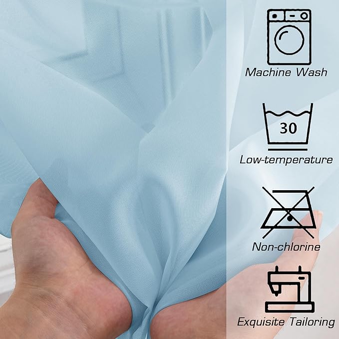 OWENIE Light Blue Sheer Curtains 84 inches Long for Bedroom Living Room 2 Panels Set, Privacy Rod Pocket Light Filtering Voile Sheer Curtains, Airy Farmhouse Curtains, 42Wx84L inch, Sky Blue