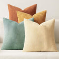 MIULEE Boho Farmhouse Throw Pillow Covers 18x18 Inch Set of 4 Summer Modern Natural Decorative Cushion Covers Soft Corduroy Spring Decor for Couch Bed Sofa Living Room Orange Teal Gradient Series