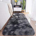 Chicrug Soft Runner Rugs for Bedroom Living Room Plush Fluffy Rug 2x6 Feet, Shag Furry Area Rug Carpet Non Shedding for Nursery Children Kids Girls Room Home Decorative, Grey and Black