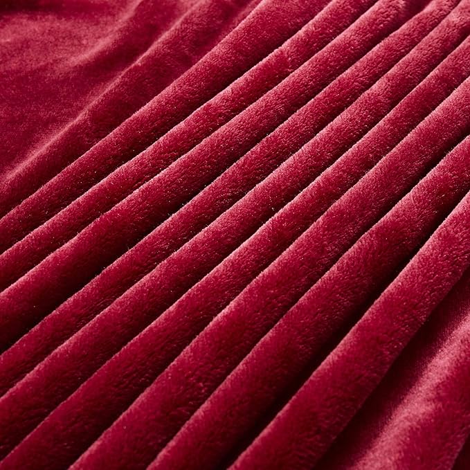 TASTHROW Large Flannel Fleece Throw Blanket, 60×80 Inch - Cozy Lightweight Thick Blanket - All Seasons Suitable for Women, Men and Kids (Burgundy)
