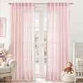 LAMIT Linen Curtains 90 Inch for Living Room, Back Tab and Rod Pocket Linen Textured Farmhouse Curtains Light Filtering Drapes for Bedroom/Dining Room, Pink, Set of 2, 52 x 90 Inch