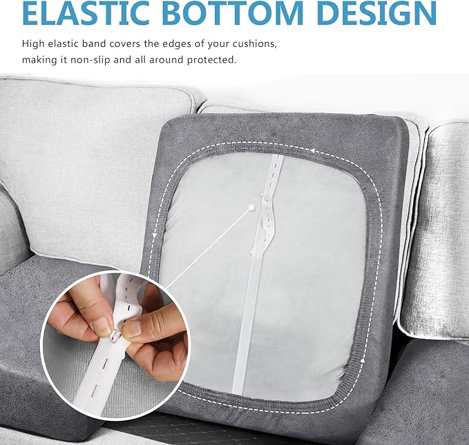 Leather Look Couch Cushion Covers Sofa Seat Slipcovers Sets Couches Furniture Protector for Sectional Armchair Loveseat Pets Kids Stretch Spandex Fabric (2 Cushion Sofa, Light Brown)