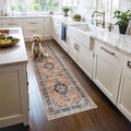 Washable 2x6 Hallway Runner Rug: Vintage Water Resistant Kitchen Entryway Rug Ultra Soft Living Room Bedroom Carpet Thin Non Slip Indoor Floor Mat for Bathroom Laundry (2 X 6,Orange)