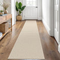 KOZYFLY Runners for Hallways 2x8 ft Washable Kitchen Runner Non Slip Rubber Backed Hall Runners Cotton Entryway Runner Rugs Floor Carpet for Indoor Backdoor Bedroom Kitchen, Ivory/Khaki