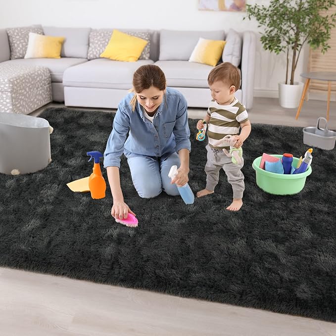 Chicrug Soft Area Rugs for Bedroom Living Room Plush Fluffy Rug 3x5 Feet, Shag Furry Area Rug Carpet Non Shedding for Nursery Children Kids Girls Room Home Decorative, Dark Grey