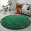 Amdrebio Dark Green Round Rug 4Ft for Bedroom, Fluffy Fuzzy Circle Area Rugs for Living Room Decor, Shaggy Emerald Green Rugs for Kids, Teen Boys, Baby Nursery, Furry Plush Floor Carpet for Classroom