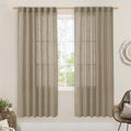 LAMIT Taupe 78 inch Linen Curtains for Living Room 2 Panels, Linen Textured Light Filtering Semi Sheer Back Tab and Rod Pocket Curtain Panels for Bedroom/Farmhouse, 52 x 78 Inch