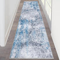 HEBE Hallway Runner Rug 2'x8' Washable Vintage Distressed Area Rugs Non Slip Laundry Rug Runner Boho Floor Carpet Runners for Hallways Entryway Laundry Room Kitchen Bathroom