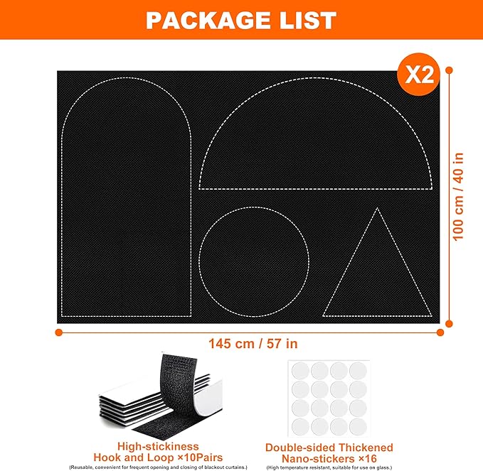 100% Blackout Curtains for Bedroom 2 Pack 40"x57" Portable Window Blinds Cover Adhesive Thermal Blackout Blinds No Drill Guard Blind Window Shades Temporary Room Darkening Shades for Skylight RV Dorm