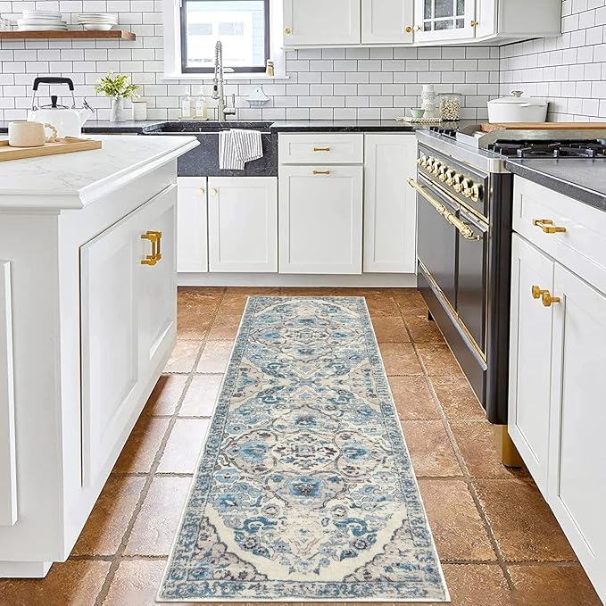 HEBE Hallway Runner Rug 2'x6' Washable Vintage Distressed Area Rugs Non Slip Laundry Rug Runner Boho Floor Carpet Runners for Hallways Entryway Laundry Room Kitchen Bathroom