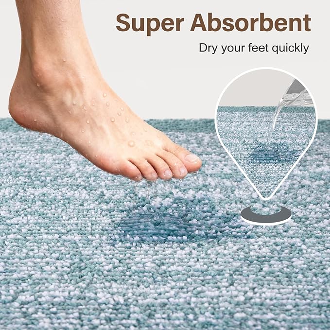 48x24 Long Bathroom Rugs Washable Non Slip, Dusty Blue Bath Mat for Bathroom Floor Tub, Soft Absorbent Quick Dry Mats for Shower, Bathtub,Home Decor
