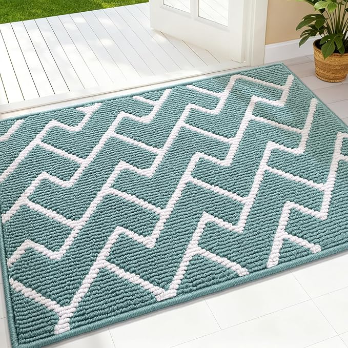 OLANLY Front Door Mat, Non-Slip Rubber Backing, Dirt Resistant and Absorbent, Washable, Easy to Clean Low-Profile Indoor Doormat for Back Door, Entryway, Inside Entrance, 32x20, Sage Green