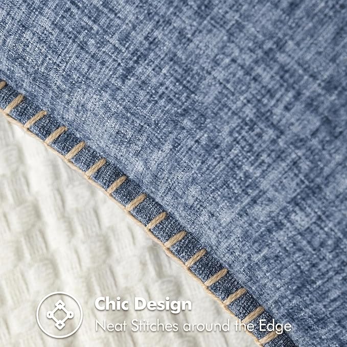 MIULEE Pack of 2 Couch Throw Pillow Covers 20x20 Inch Dark Grey Blue Farmhouse Decorative Pillow Covers with Stitched Edge Soft Chenille Solid Dyed Spring Pillow Covers for Sofa Bed Living Room