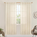 LAMIT Beige Linen Curtains for Doorway Living Room 2 Panels Set, 80 Inch Faux Linen Textured Light Filtering Drapes Back Tab and Rod Pocket Boho Panels for Bedroom/Porch, 52 x 80 Inch