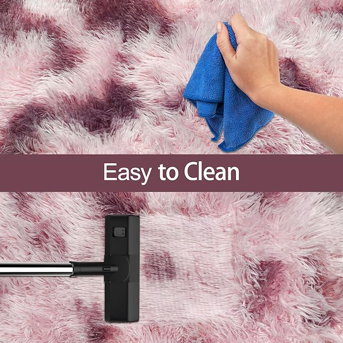 Tie-Dyed Blush 3x10 Machine Washable Runner Rugs for Hallway Soft Fluffy Shaggy Bedside Rugs for Bedroom Living Room Indoor Floor Carpet for Kids Girls and Boys Nursery Rooms Home Decor Aesthetic