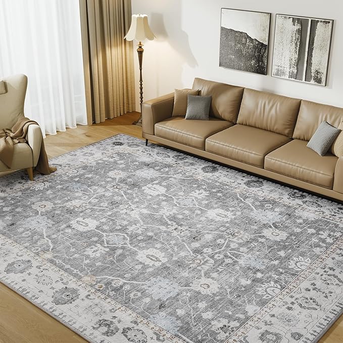 AMOAMI-8x10 Area Rugs-Boho Rugs for Living Room Machine Washable-3D Rugs for Bedroom-Non Slip Floor Rug-Moroccan Indoor Carpet for Bedroom Dining Room