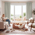 RYB HOME 100% Blackout Cream Curtains, Linen Texture Thermal Insulated Drapes for Bedroom/Living Room/Office/Nuesery, Privacy Farmhouse Full Blackout Window Treatment, W52xL84 Inch Long, 2 Panels