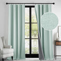 RYB HOME 100% Blackout Linen Textured Curtains 108 inches Long, Thermal Insulating Privacy Energy Saving for Bedroom Living Room Window Office Theater Baby Nursery, W 52 x L 108 in, Aqua, 2 Panels