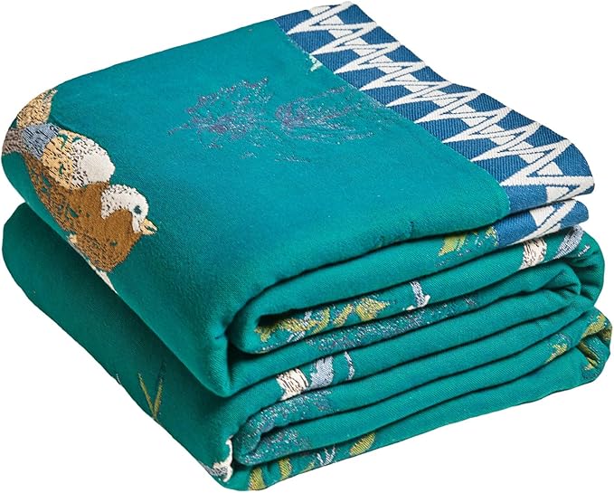 MSGKV The Boho Layer: 50"x60" Cotton Throw Blanket – Lightweight & Reversible Aviary Botanical Pattern, Decorative Accent for Couch Snuggles, Bed Layers & Road Trips