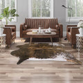 AROGAN Faux Cow Print Rug Large (4ft x 3ft) - Cow Print Area Rug with No-Slip Backing, Large Animal Skin Rugs for Living Room, Offfice, Room Decor, Saddle Brown