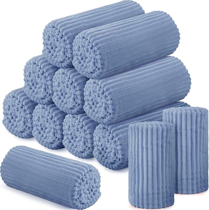 Buryeah 12 Pcs Flannel Throw Blanket Bulk 50 x 60 in Sleepover Blanket Outdoor Wedding Throw Lightweight, Oeko-tex Standard 100 Certified for Sofa Homeless Gifts (Royal Blue)
