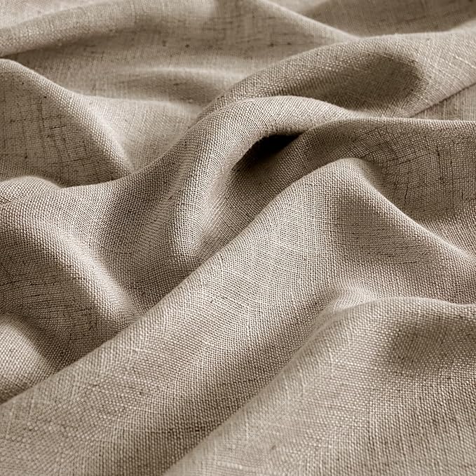 MIULEE Taupe Grey Linen Curtains 72 Inch Length 2 Panels for Bedroom Living Room, Soft Linen Textured Window Drapes Semi Sheer Light Filtering Back Tab Rod Pocket Farmhouse Modern Burlap Look Decor