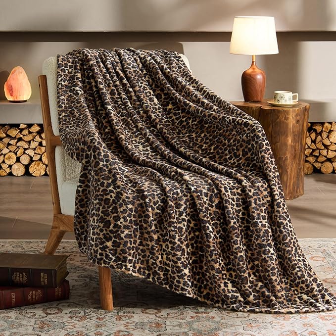 BEDELITE Fleece Blanke for Couch & Bed Leopard Print Throw Blanket – Soft Cheetah Blanket, Cozy Lightweight Fleece Animal Print Throw, 60"x 80", Brown