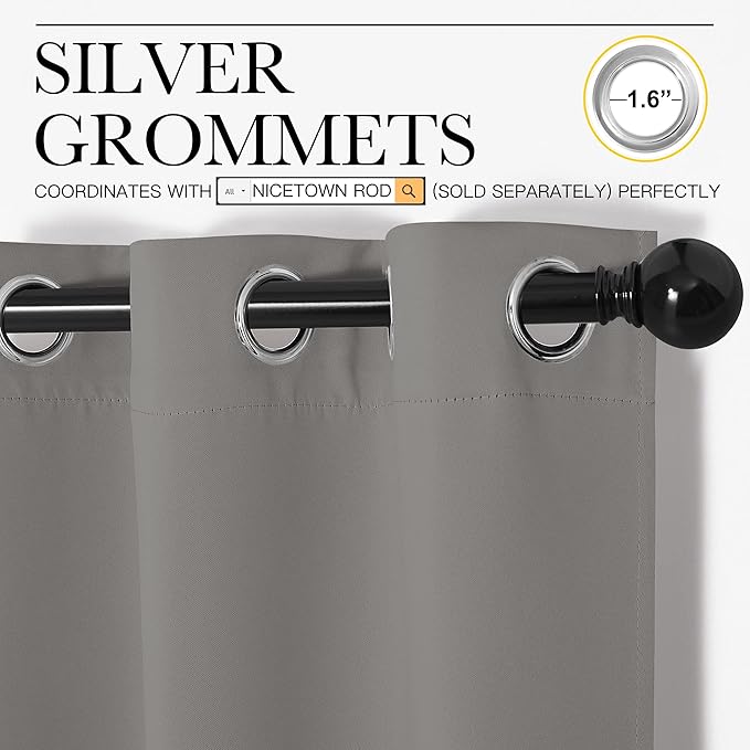 NICETOWN Blackout Curtains 63 inches Long, Thermal Insulated Solid Grommet Top Blackout Curtains/Drapes for Office (Sand Color, 1 Pair, 42 x 63 inches)