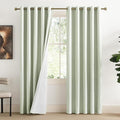 NICETOWN Sage Green High-End Thermal Flax Linen Curtains, 62" Wide Per Panel, Set of 2, Full Blackout Privacy Drapes 72" Long for Dining Room, Soundproof Window Treatment Panels for Hall Room