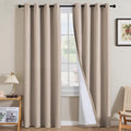 H.VERSAILTEX Linen Curtains 100% Blackout Curtains for Bedroom 102 inch Long Full Light Blocking Nature Linen Blended Window Curtains for Living Room Nickel Grommet (2 Panels, Heathered Sand)
