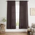 Cocoa Coffee Linen Curtains 72 Inch Long for Living Room Bedroom Lightweight Door Drapes 2 Panels Set, Semi Sheer Light Filtering Back Tab or Rod Pocket Curtain,52x72