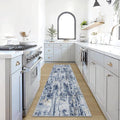 2'6''x8' Runner Rugs Washable Rug: Modern Abstract Hallway Runner Rug Indoor Soft Low Pile Thin Carpet Anti-Skid Non-Shedding Carpets for Kitchen, Entryway, Laundry, Bedroom - Blue Gold