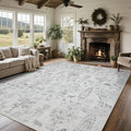 Washable Rugs 8x10 Area Rugs for Living Room,Bedroom,Dining Room- Large Ultra Soft Faux Wool Retro Carpet,Non Slip&Non-Shedding Low Pile Vintage Rug for Home Office Dorm Playroom-Tree Gray