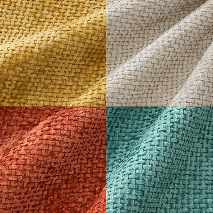 MIULEE Pack of 4 Couch Throw Pillow Covers 20x20 Inch Neutral Orange/Teal Soft Decorative Chenille Pillow Covers Farmhouse Accent Cushion Covers for Boho Home Decor Spring Sofa Bedroom Living Room