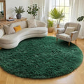 ONASAR Dark Green Round Area Rugs 6ft, Ultra Soft Bedroom Circle Rug for Kids Girls Teen Room, Furry Plush Shaggy Carpet Floor Mat for Baby Nursery Living Room Playroom Dorm Home Decor