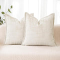 HPUK Fall Chenille Soft Throw Pillow Covers 18x18 Set of 2, Accent Cushion Covers for Living Room, Bedroom, Decorative Solid Color Pillow Covers for Couch, Sofa, Chair, White