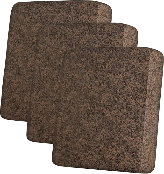 Leather Look Couch Cushion Covers Sofa Seat Slipcovers Sets Couches Furniture Protector for Sectional Armchair Loveseat Pets Kids Stretch Spandex Fabric (3 Cushion Sofa, Taupe)