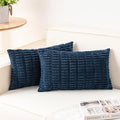 Pack of 2 Corduroy Decorative Throw Pillow Covers 12x24 Inch Soft Striped Pillow Covers Modern Farmhouse Home Decor for Sofa Living Room Couch Bed（Teal）