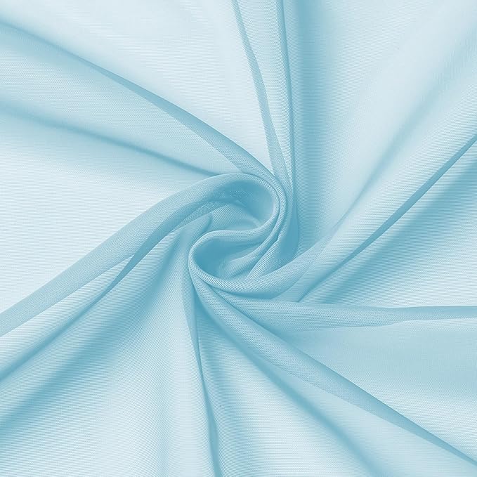 Aiyufeng 2 Pack: Basic Sky Blue Sheer Curtain Drapes 63 Inch Length 2 Panels for Living Room, Light Filtering Voile Drapes for Bedroom, Patio, Sliding Door, Each 40" W x 63" L