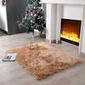 linmopm Faux Fur Rug Sheepskin Shag Fluffy Fuzzy Beige 3x4 ft Rugs for Bedroom Bedside Bed Floor Living Room Plush Rectangle High-Density Cushion Carpet Super Sofa Cover