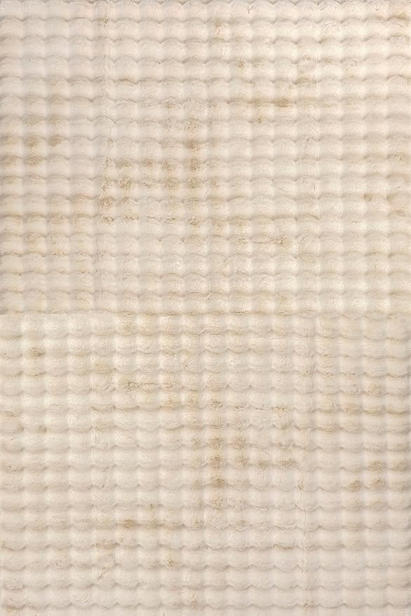 nuLOOM 7'6' x 9'6' Cozy Plush Area Rug, Machine Washable, Non-Slip, Soft Fluffy Shag Carpet for Living Room Bedroom Kids Room Nursery Home Decor, Jeni Beige