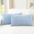 CaliTime Throw Pillow Covers Decorative 16 X 26 Inches Pack of 2 Cozy Chenille Cushion Cases for Couch Sofa Bed Living Room Home Baby Blue