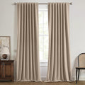 MIULEE 100% Blackout Linen Curtains for Bedroom, Brown Solid Luxury Decor Thermal Insulation Room Darkening Drapes for Living Room Nursery Back Tab Rod Pocket 42 x 96 Inches, 2 Panels