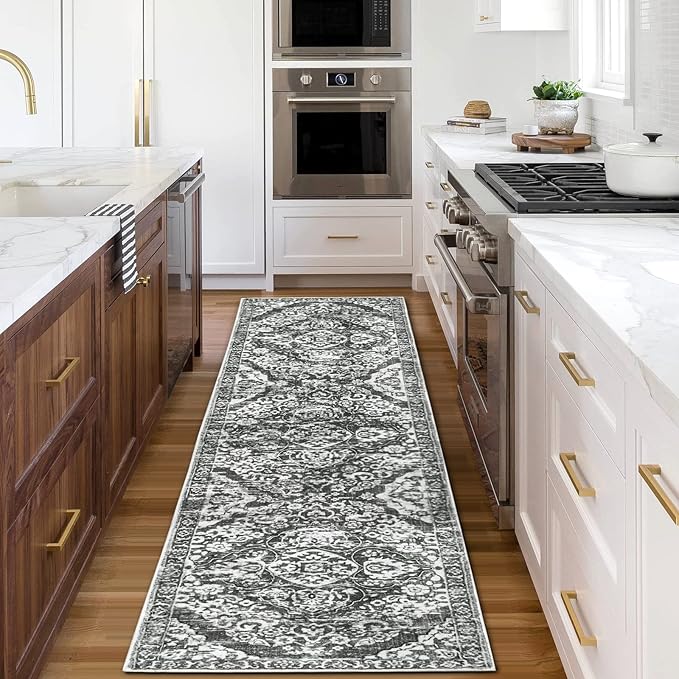 HEBE Hallway Runner Rug 2'x8' Washable Vintage Distressed Area Rugs Non Slip Laundry Rug Runner Boho Floor Carpet Runners for Hallways Entryway Laundry Room Kitchen Bathroom