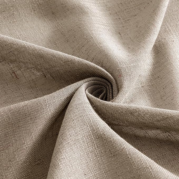 MIULEE Taupe Grey Linen Curtains 54 Inch Length 2 Panels for Bedroom Living Room, Soft Linen Textured Window Drapes Semi Sheer Light Filtering Back Tab Rod Pocket Farmhouse Modern Burlap Look Decor