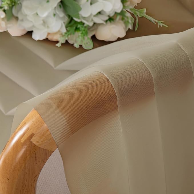 OVZME Taupe Sheer Curtains 96 Inches Long 2 Panels - Soft Light Filtering Window Sheer Panels for Living Room/Bedroom, Top Dual Rod Pocket, 1 Pair, Each 42Wx96L Inches